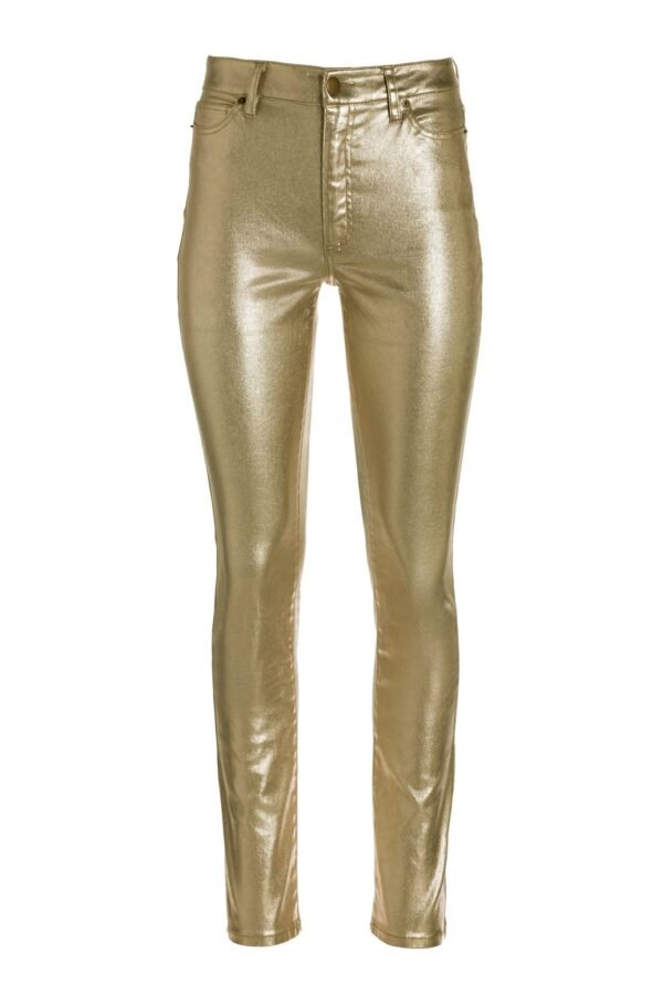 Metallic Coated Slim Straight Jean Gold Metallic - Image 2