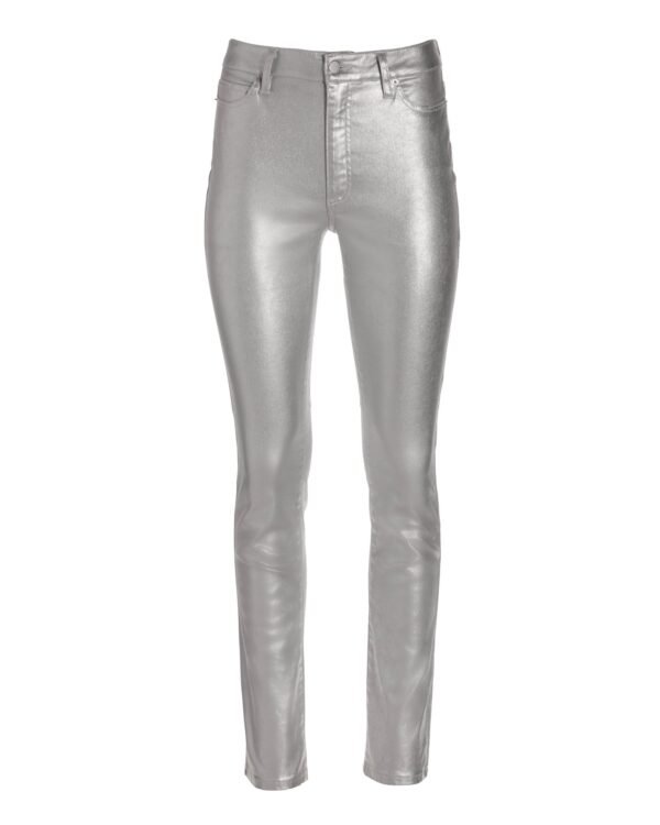 Metallic Coated Slim Straight Jean Silver Metallic - Image 2