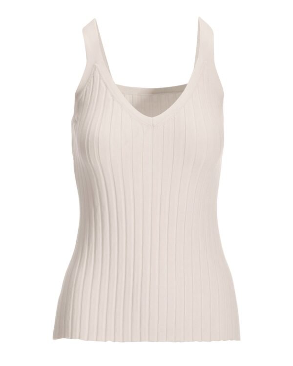 Wide Ribbed Sweater Tank Top Off White - Image 2