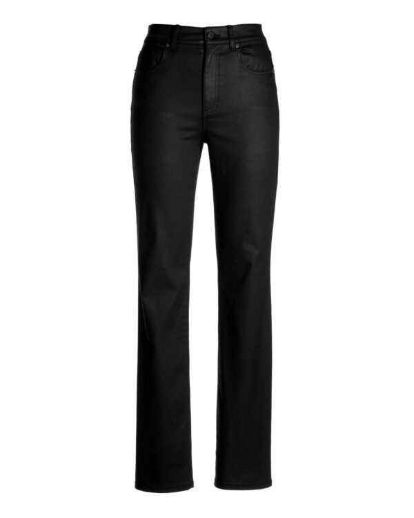 Newport High Rise Coated Slim Straight Jean Black - Image 2