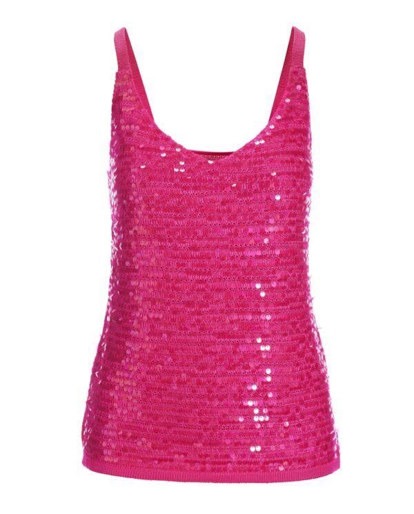 Sequin V-Neck Sweater Tank Fuchsia Purple - Image 2